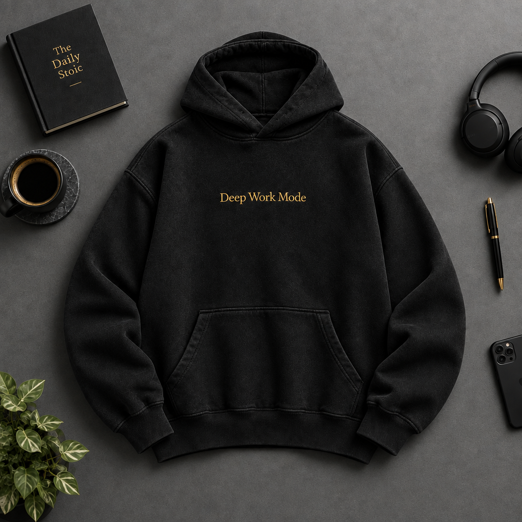 Deep Work Mode Hoodie — Clean No Sleeve Text